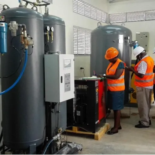 Medical oxygen plant operators and engineers at China Uganda Friendship- Naguru hospital undergoing technical training on how to operate the medical oxygen plant after installation &amp; commissioning.